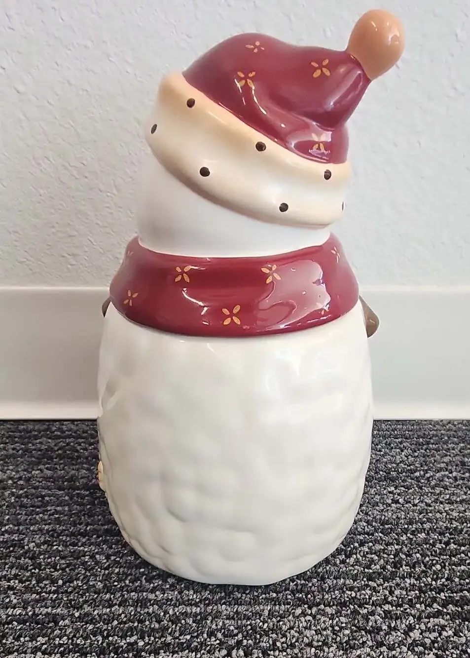 Hand Painted Ceramic Snowman Christmas Cookie Jar
